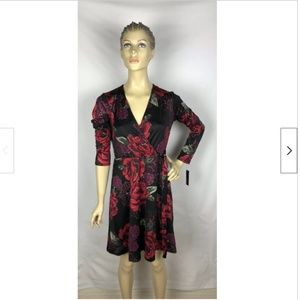 B Design Women's Size M Floral Red Black Dress Above Knee High Casual Part